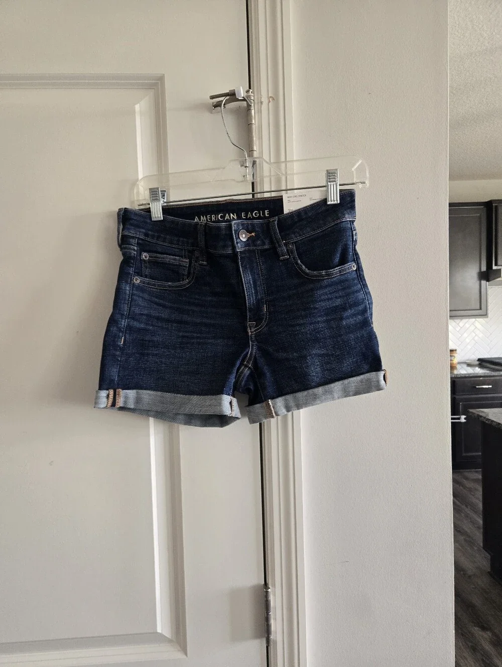 American Eagle Womens Next Level High-Waisted Denim Short Short - Picture 2 of 6